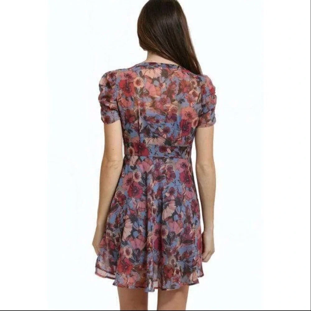 Dusty Pink short sleeve Floral Dress w/ buttons - Picture 4 of 4